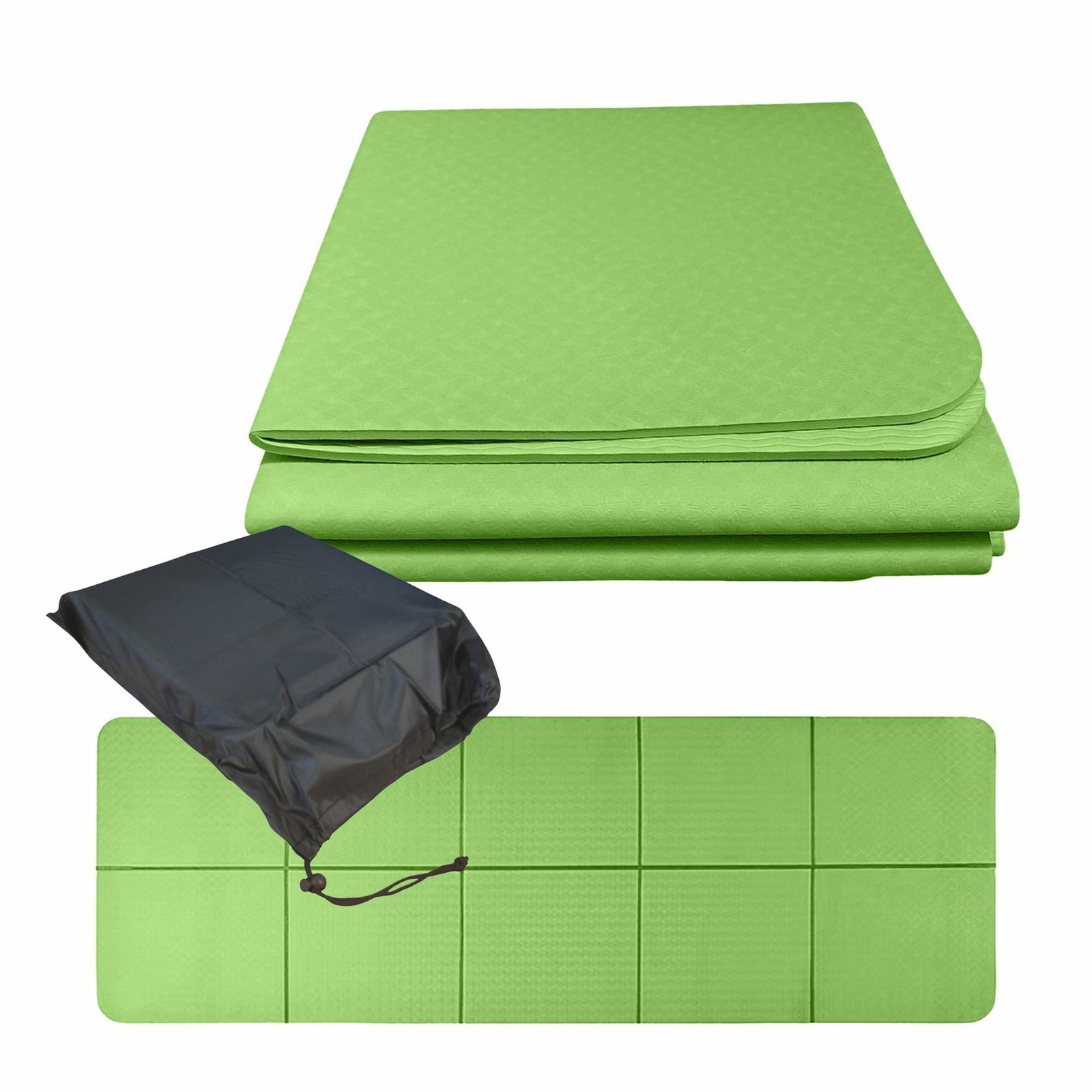 Sammenleggbar, sklisikker yogamatte 6 mm for Yin og Hatha, grønn