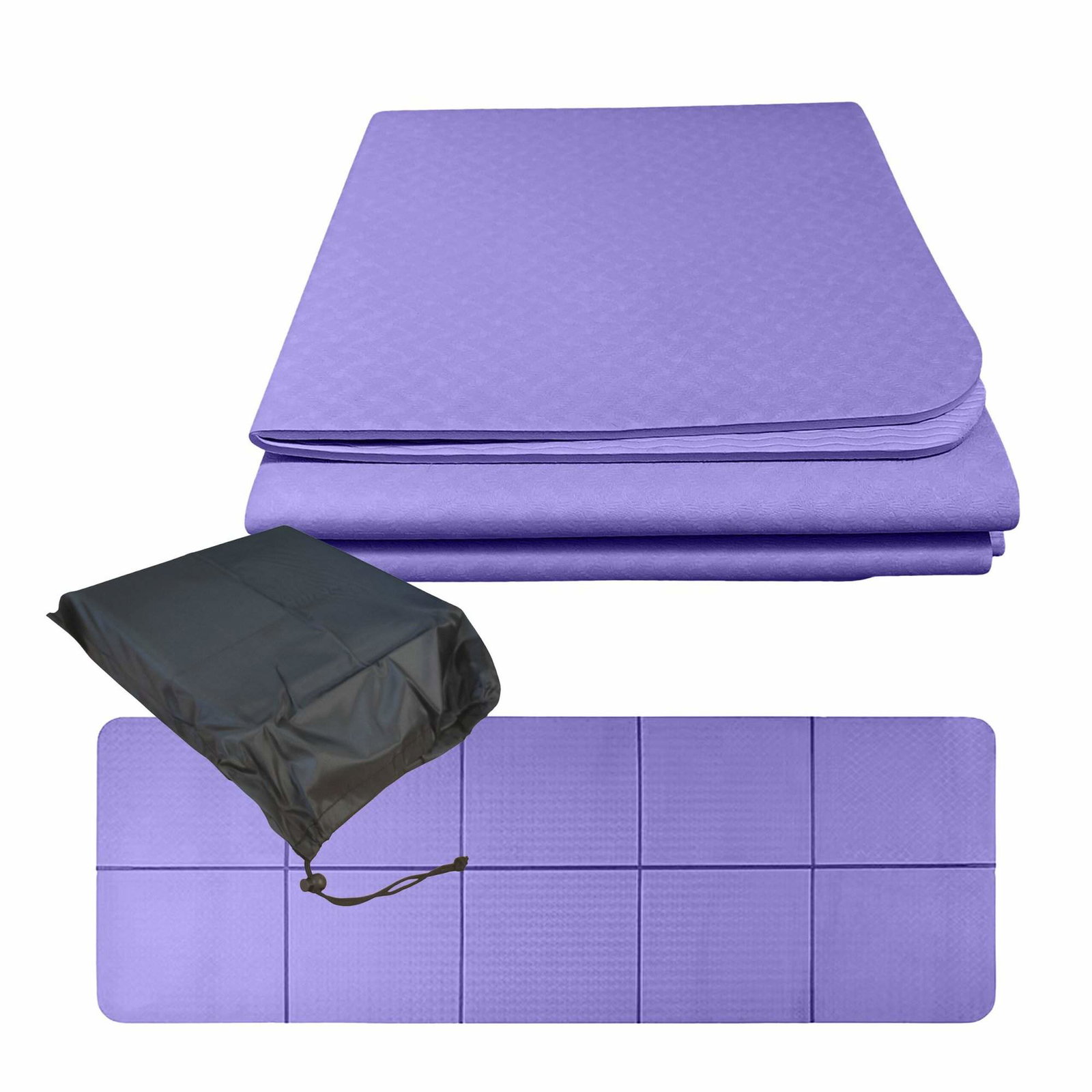 Sammenleggbar sklisikker yogamatte 6 mm for Yin og Hatha, lilla