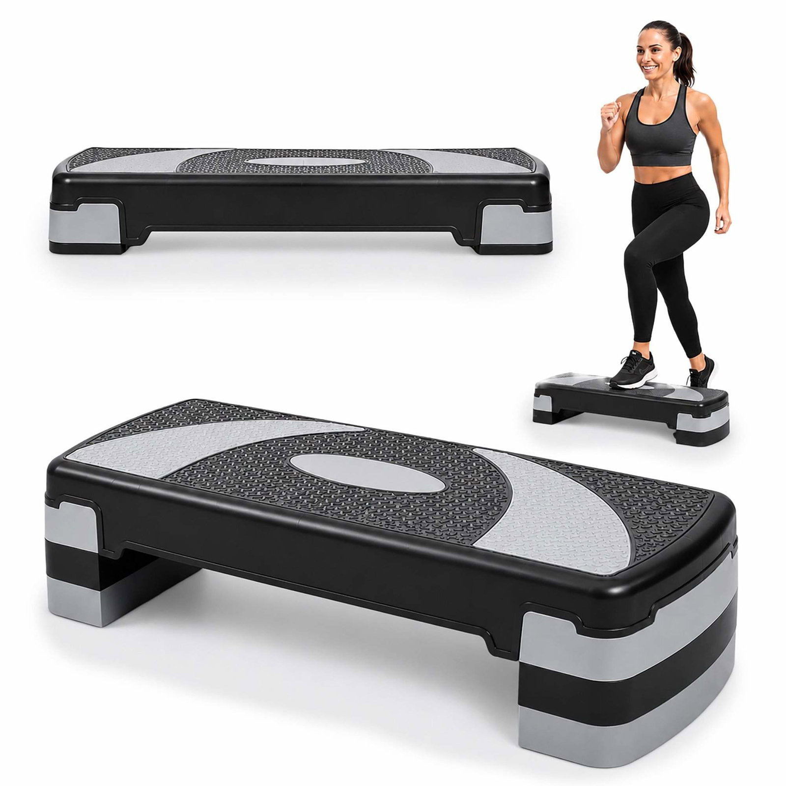 Høydejusterbar fitness-stepper med sklisikker overflate, 78 x 29 cm