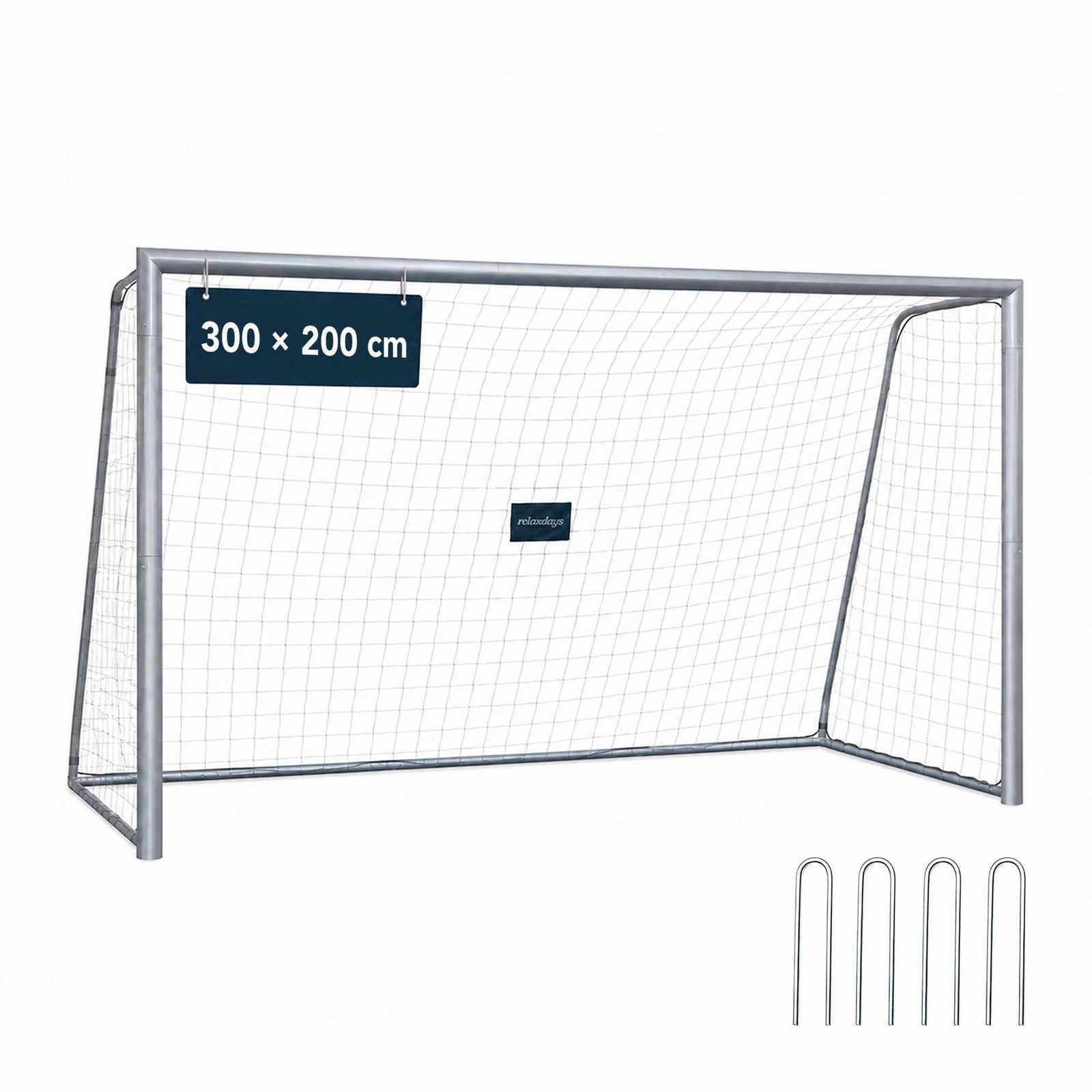 Hagefotballmål 300 x 200 cm, stålramme, PE-nett, grå