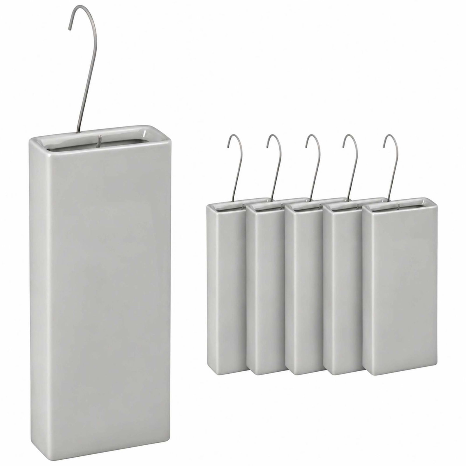 Radiator-luftfuktere, sett med 6 deler, keramiske vannbeholdere, lys grå