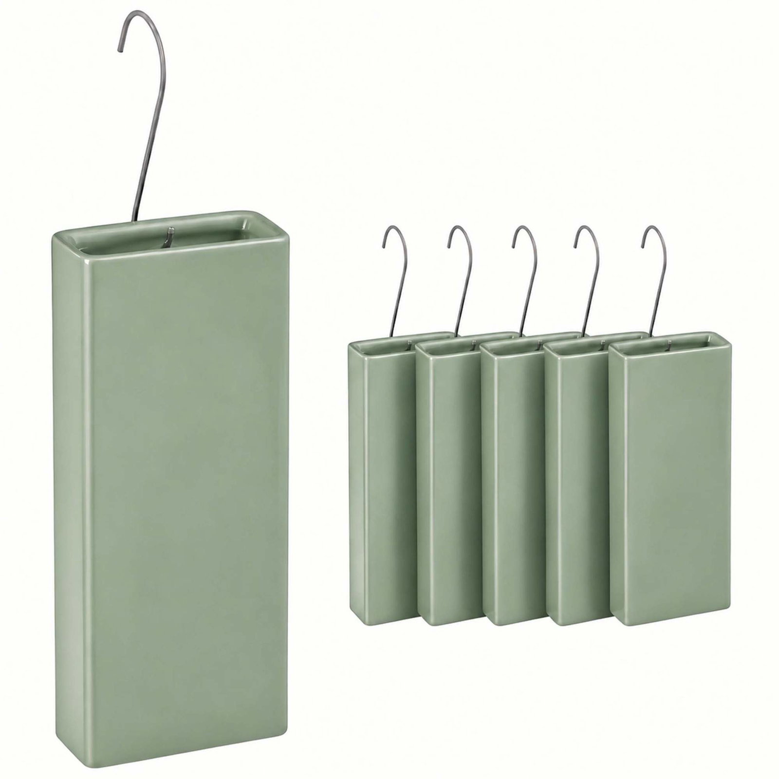Radiator-luftfuktere, sett med 6 deler, keramiske vannbeholdere, salviegrønn