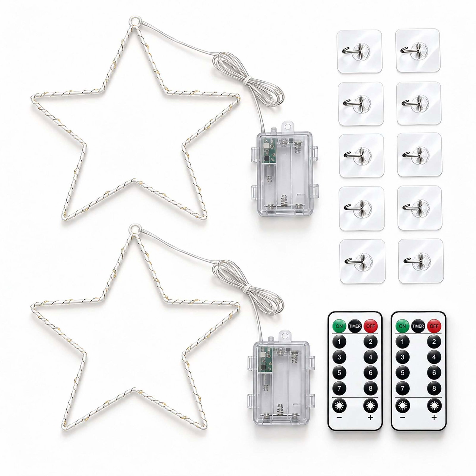 LED-julestjernelys med 40 LED-lys og 8 moduser, fjernkontroll, timer