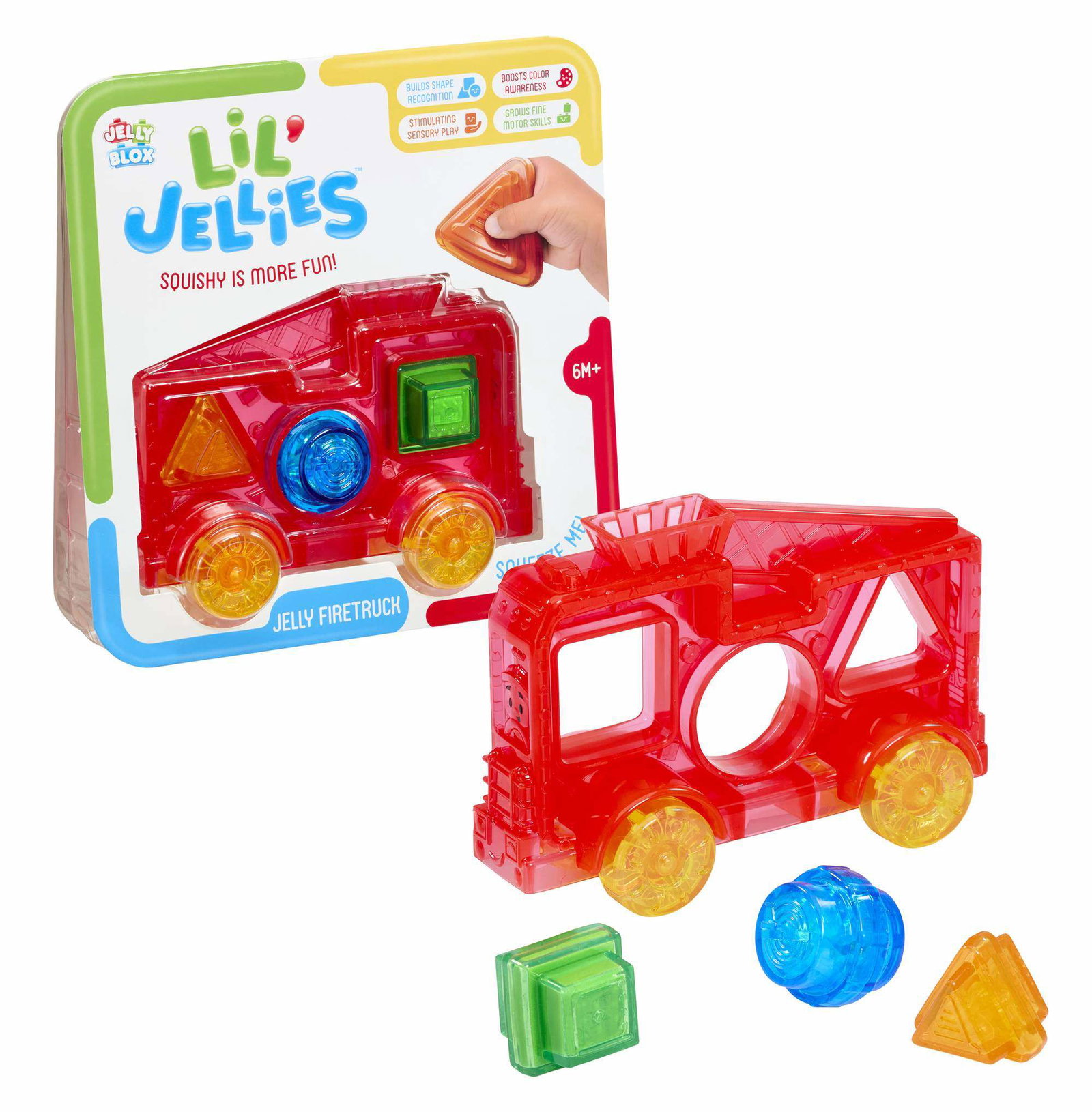 Jelly Blox Lil' Jellies myk brannbil med 3 klosser, 18 x 7 x 13 cm