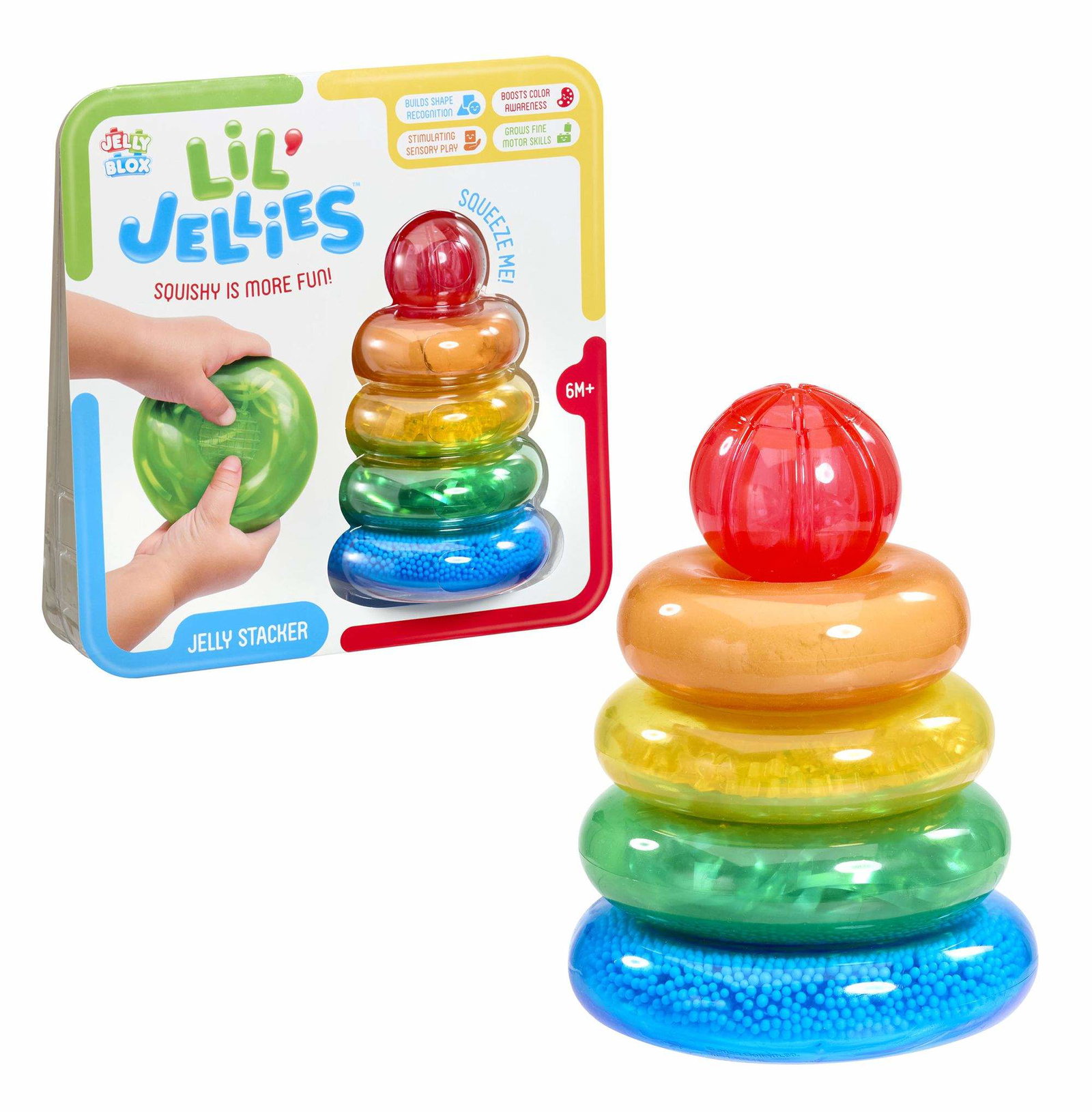 Jelly Blox Lil' Jellies-stablebrett med 4 klembare ringer, 15 x 11 cm