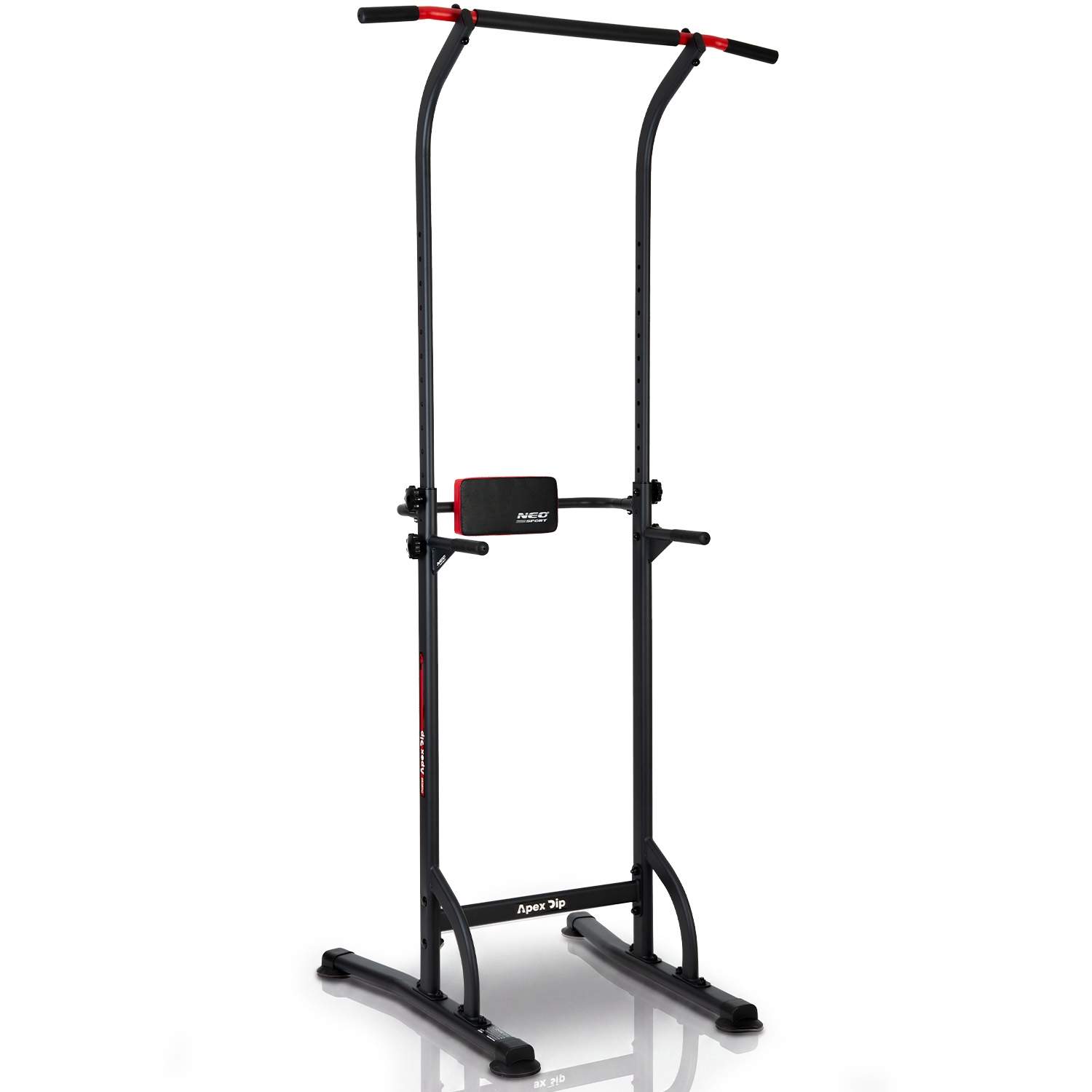 Multifunksjonell pull-up-stasjon med dip-stenger og ryggpute, maks 100 kg