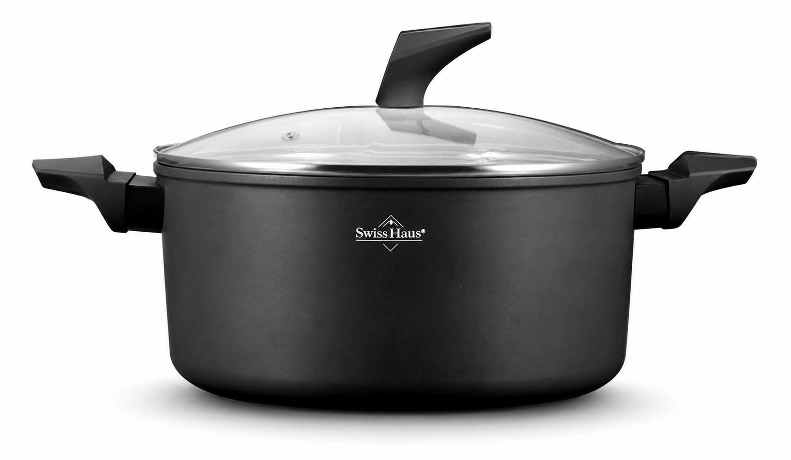 Swiss Haus Gryte med slippbelegg 20 cm med glasslokk, matt svart, ovnssikker