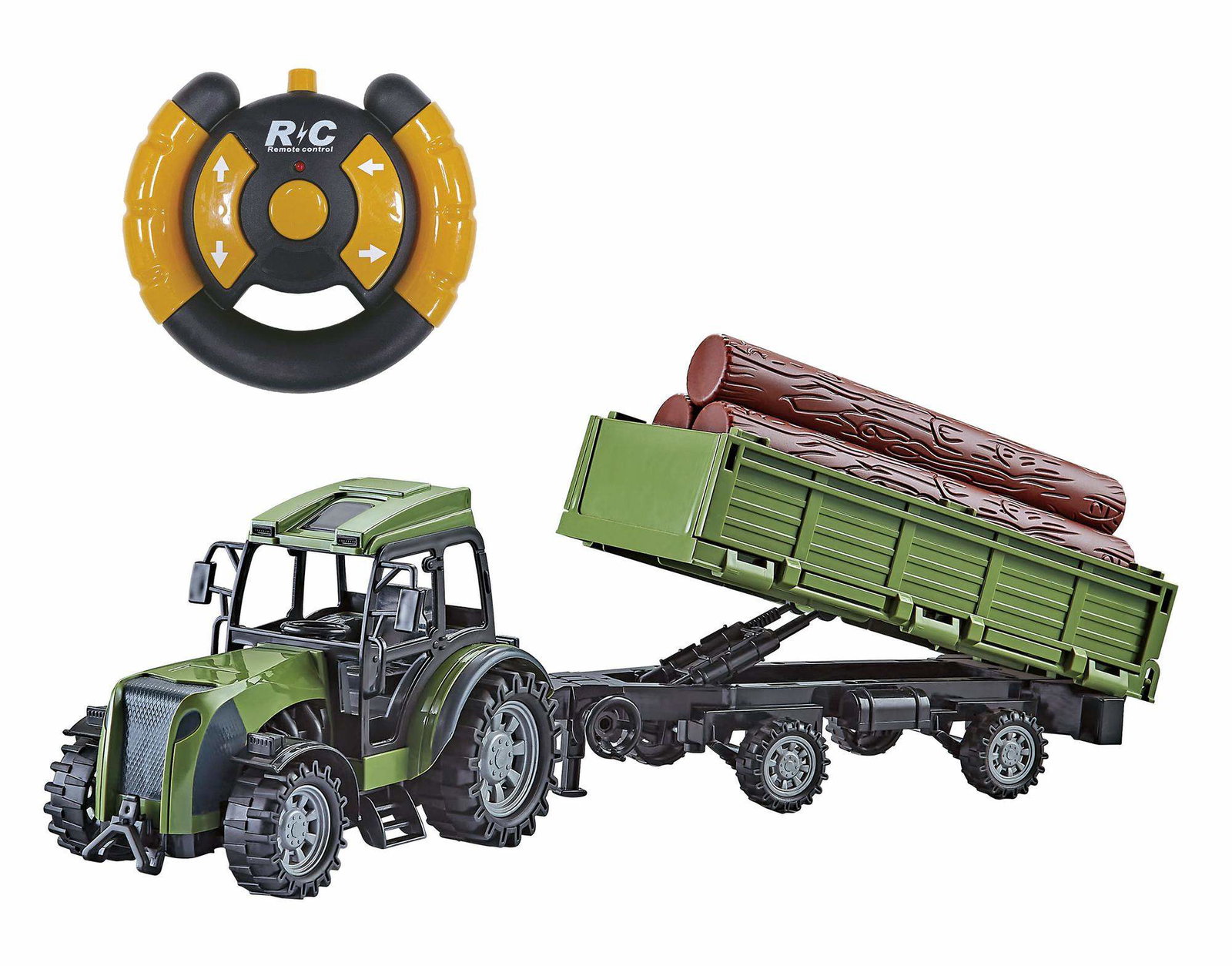 Junior Wheels fjernstyrt traktor og skogsvogn, USB-oppladbar