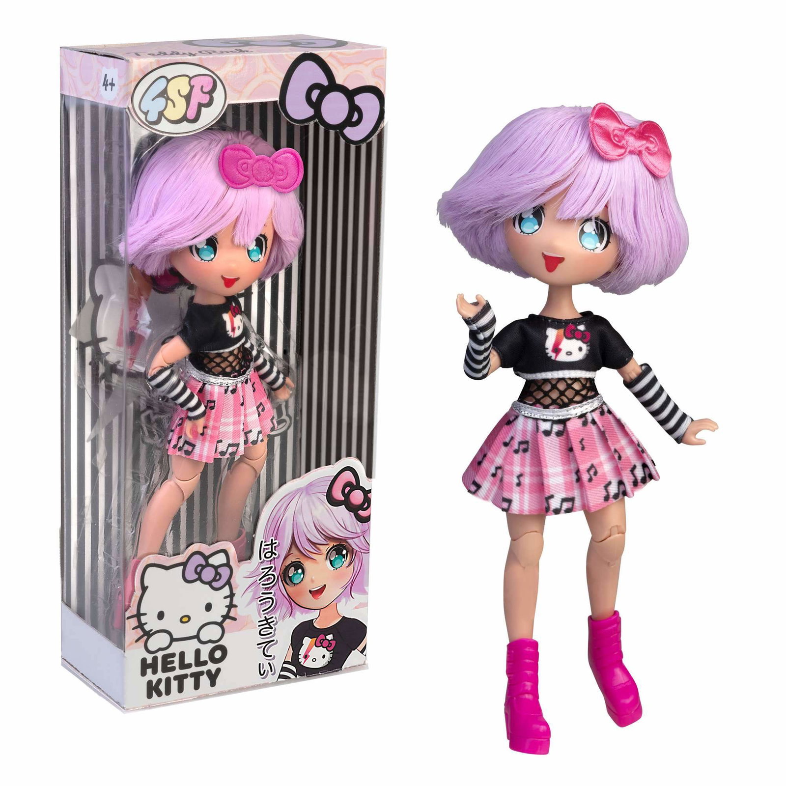 Hello Kitty Manga-dukke Teddy Rock med rosa støvler