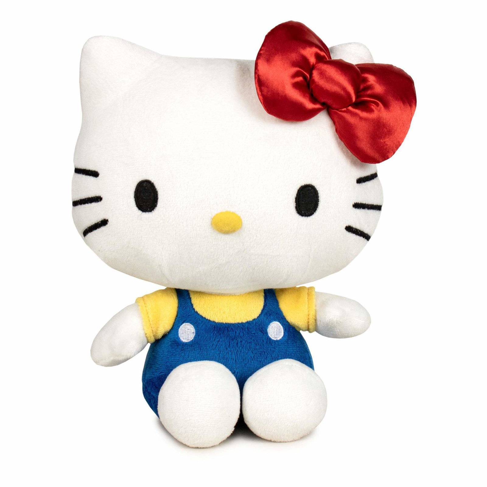Hello Kitty plysj 25 cm med sløyfe og fargerikt antrekk, lett