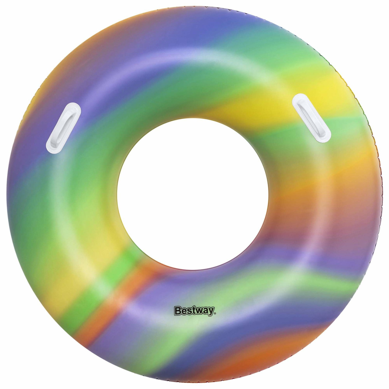 Bestway Rainbow svømmering med sikre grephåndtak, fargebeskyttet trykk