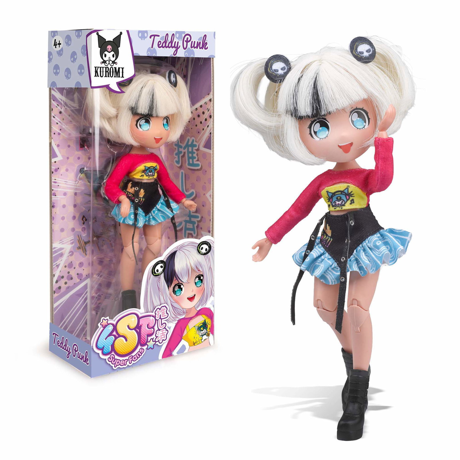 Kuromi Teddy Punk Manga Motedukke med Musefletter, Alder 4+
