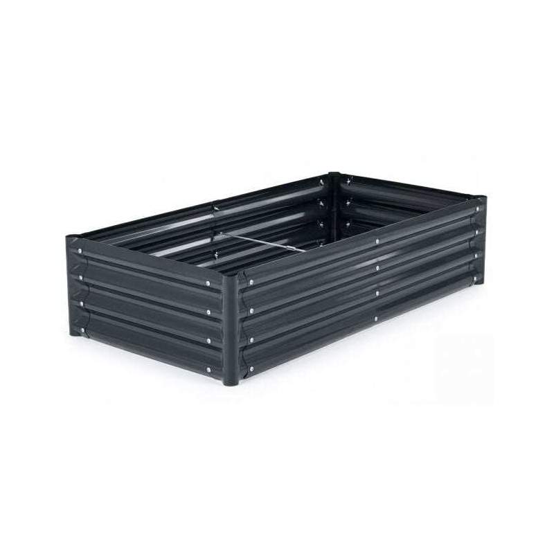 Høybed i metall med åpen bunn 123 x 64 cm, mørkegrå, forsterket