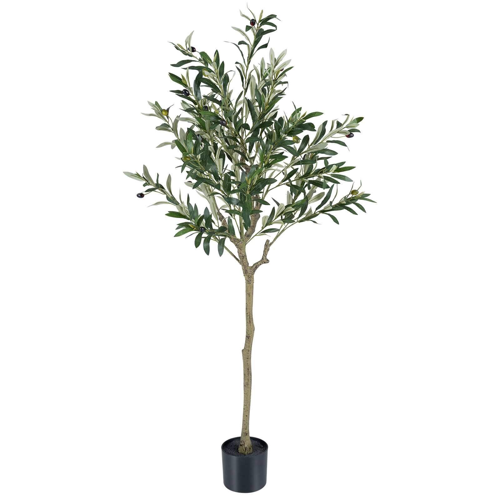 Kunstig oliventre 150 cm med PE-stamme og sementfylt base, grønn