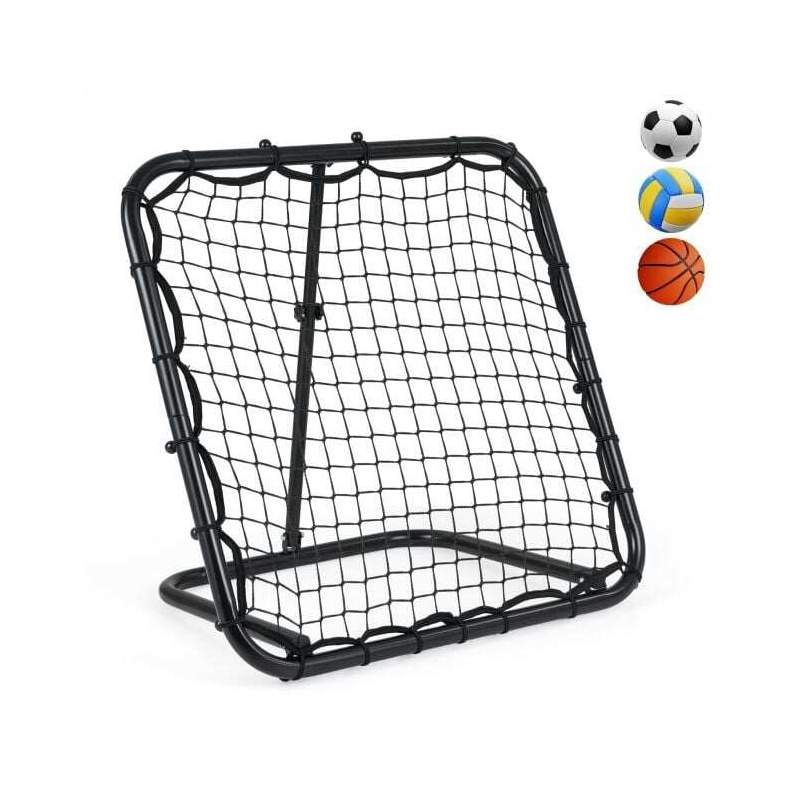 Sammenleggbar fotballrebounder for barn og voksne, multisport, 4 vinkler, svart