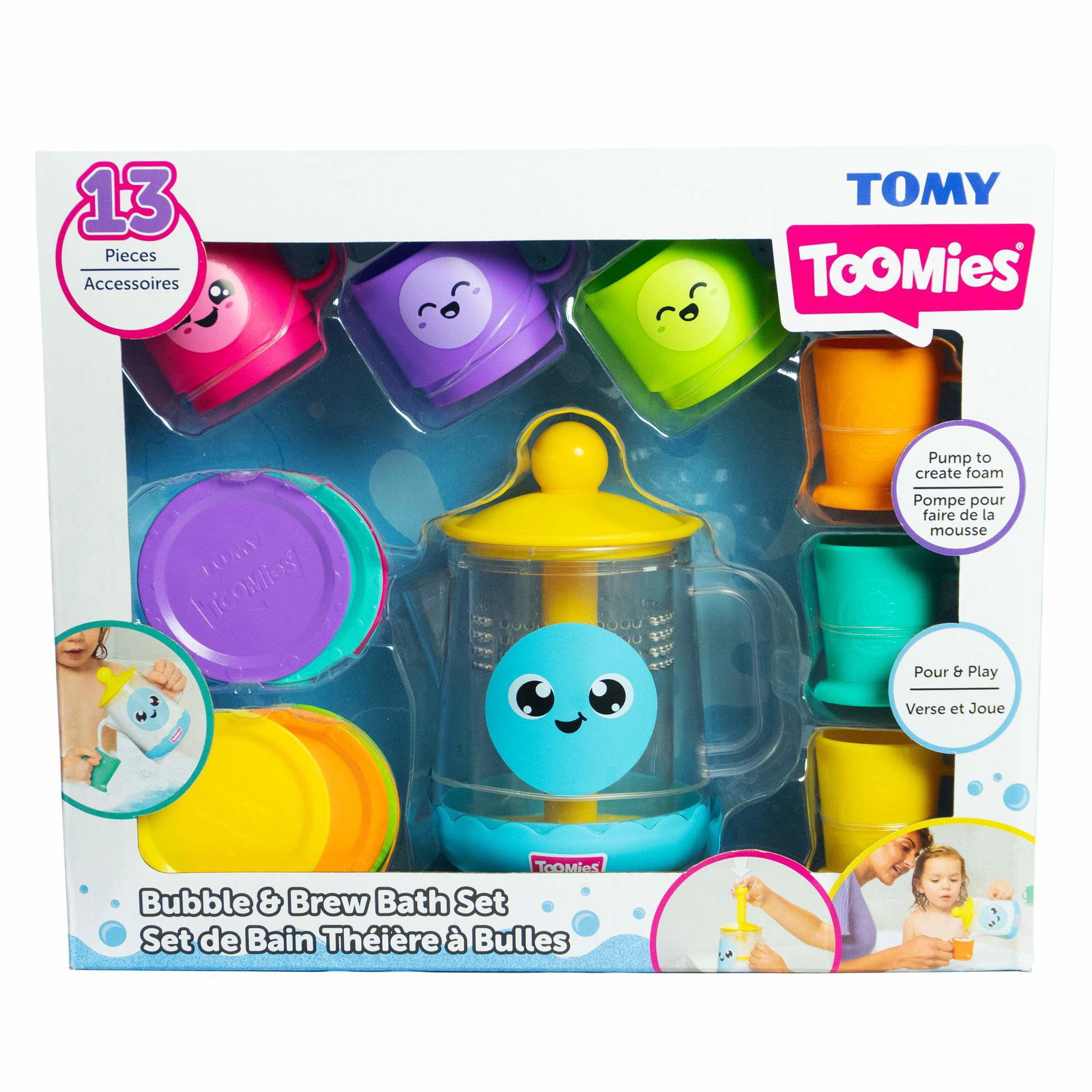 Toomies Bubble & Brew badetesett, skummende tekanne, 6 kopper