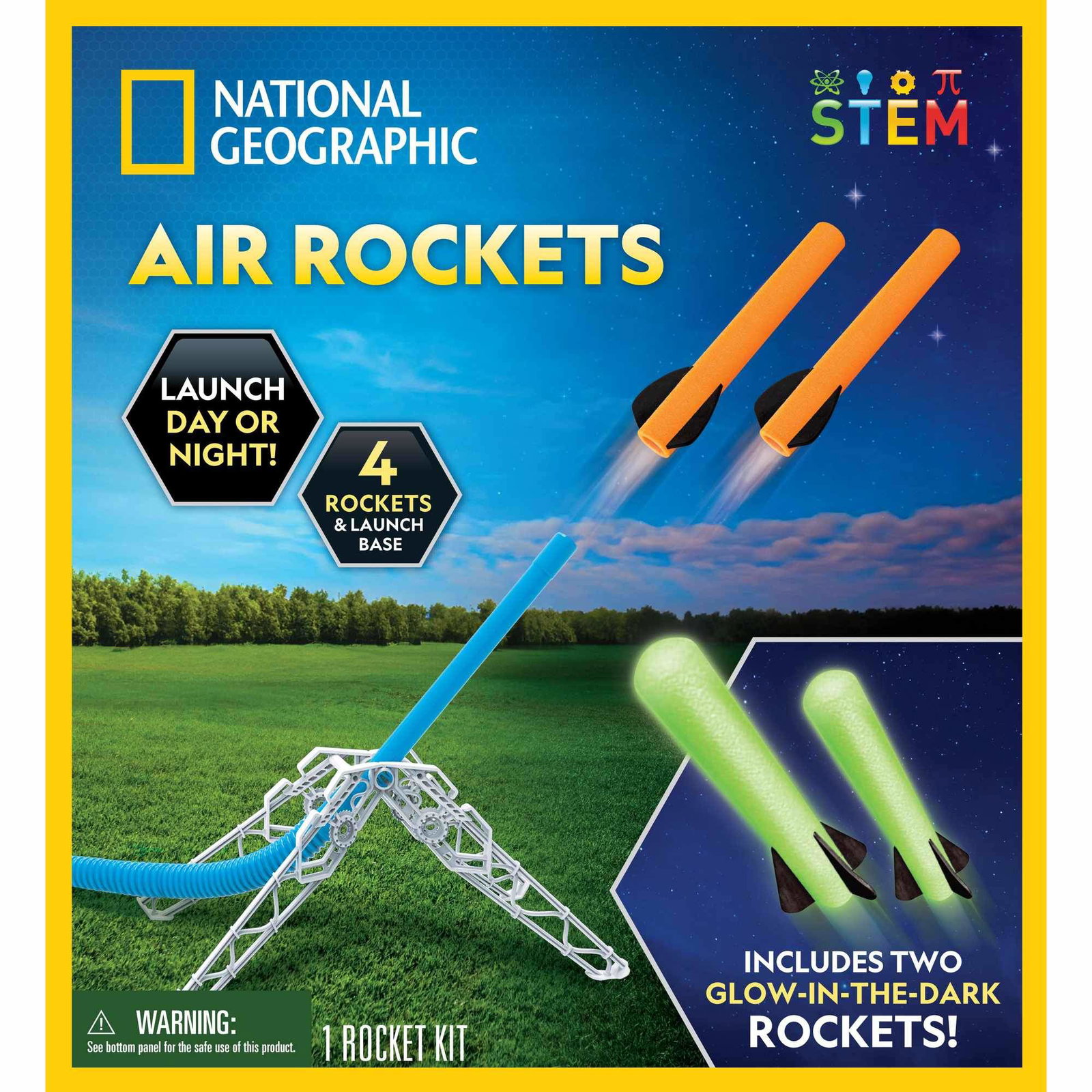National Geographic Air Foam-raketter med fotpumpeutskyter, 4 raketter