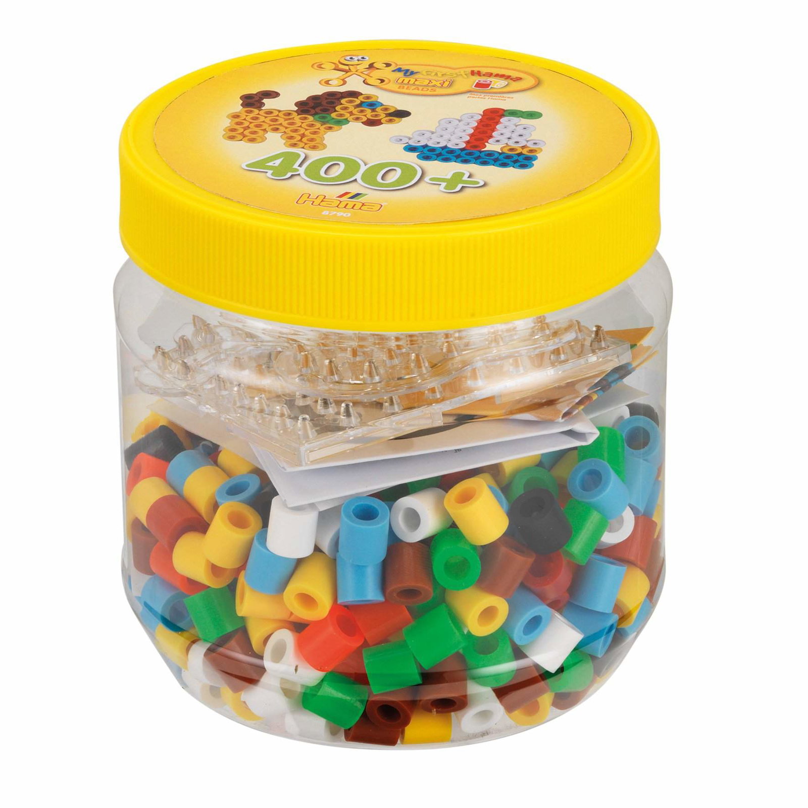 Hama Maxi Perleboks, Gult Lokk – 400 Brikker med Perleplate