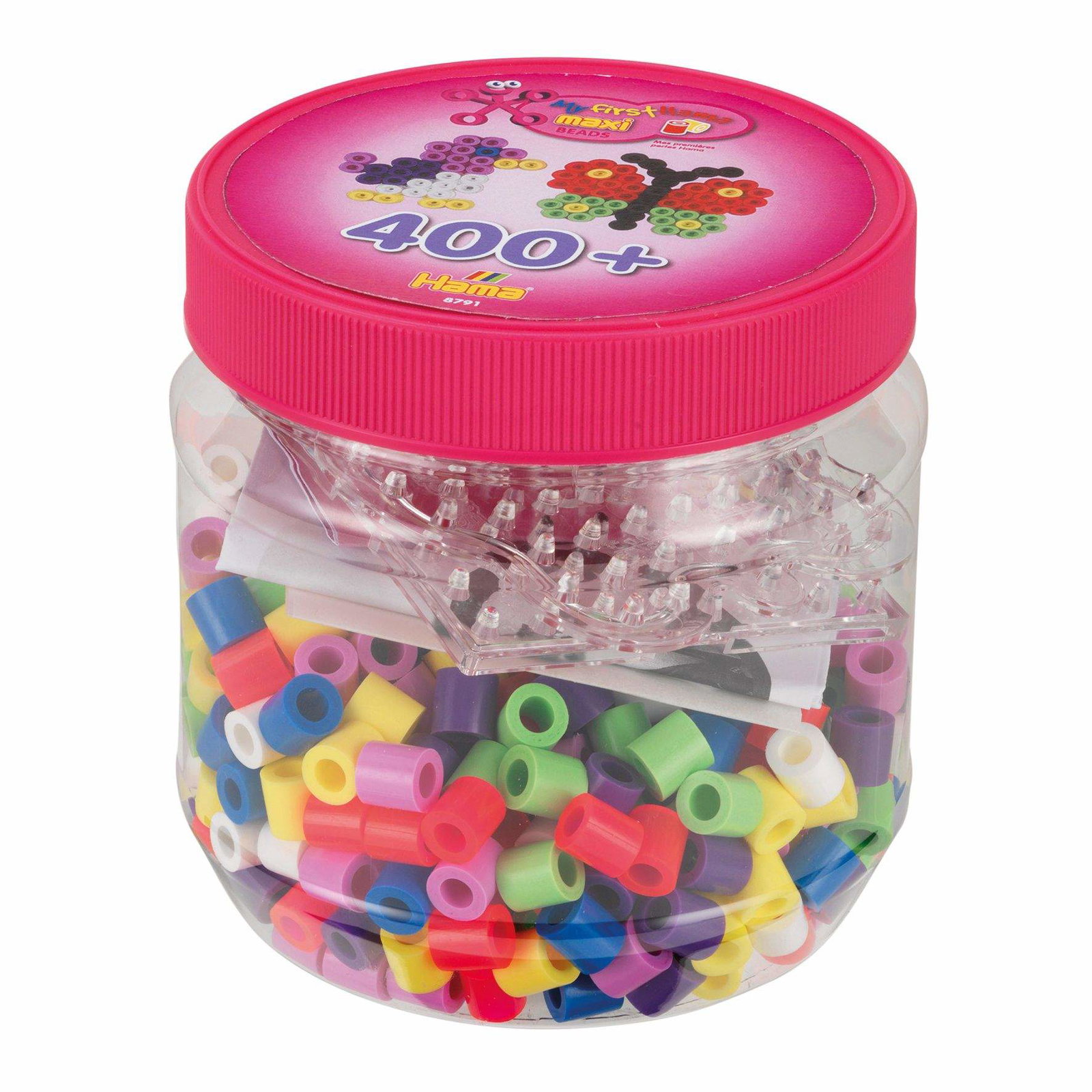 Hama Maxi Perleboks, Rosa Lokk – 400 Brikker med Perleplate