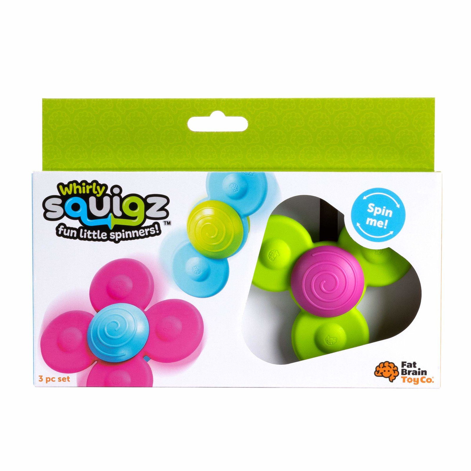 Fat Brain Whirly Squigz Spinnende Sugekopp Leker, Sett med 3