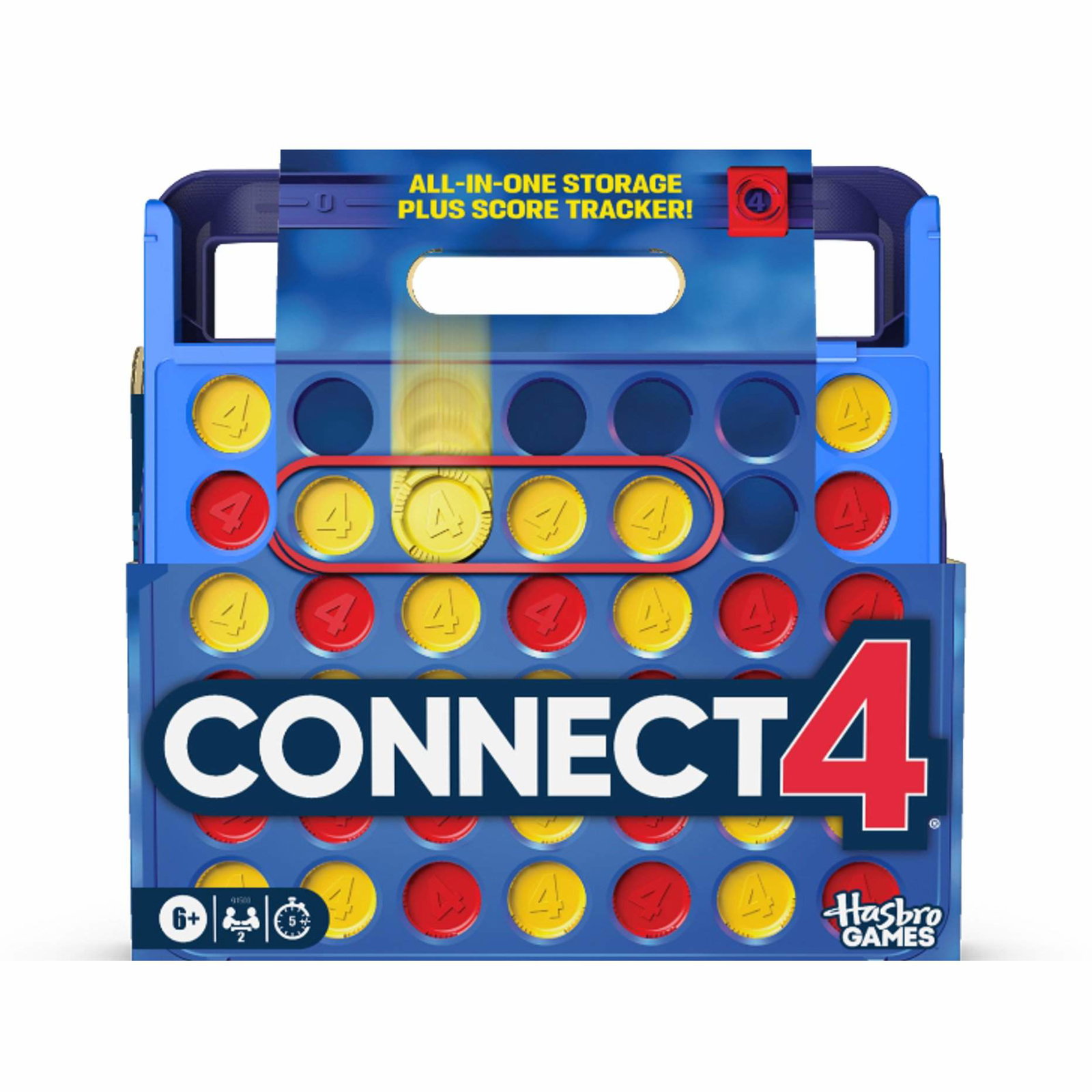 Connect 4 To-spillerspill i en alt-i-1-bæreveske, poengsporere