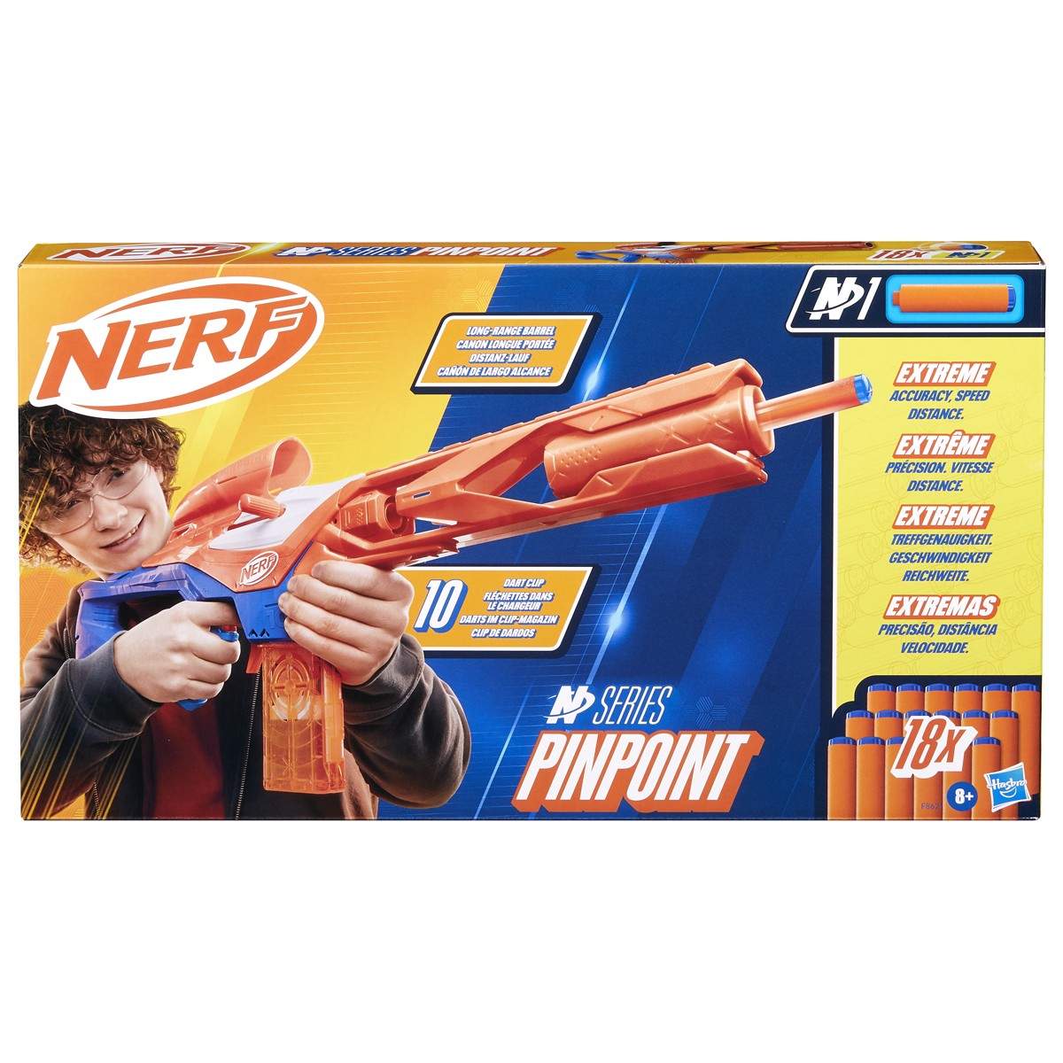 Nerf N-serien Pinpoint Bolt-Action Dart Blaster, klips for 10 piler, 18 piler
