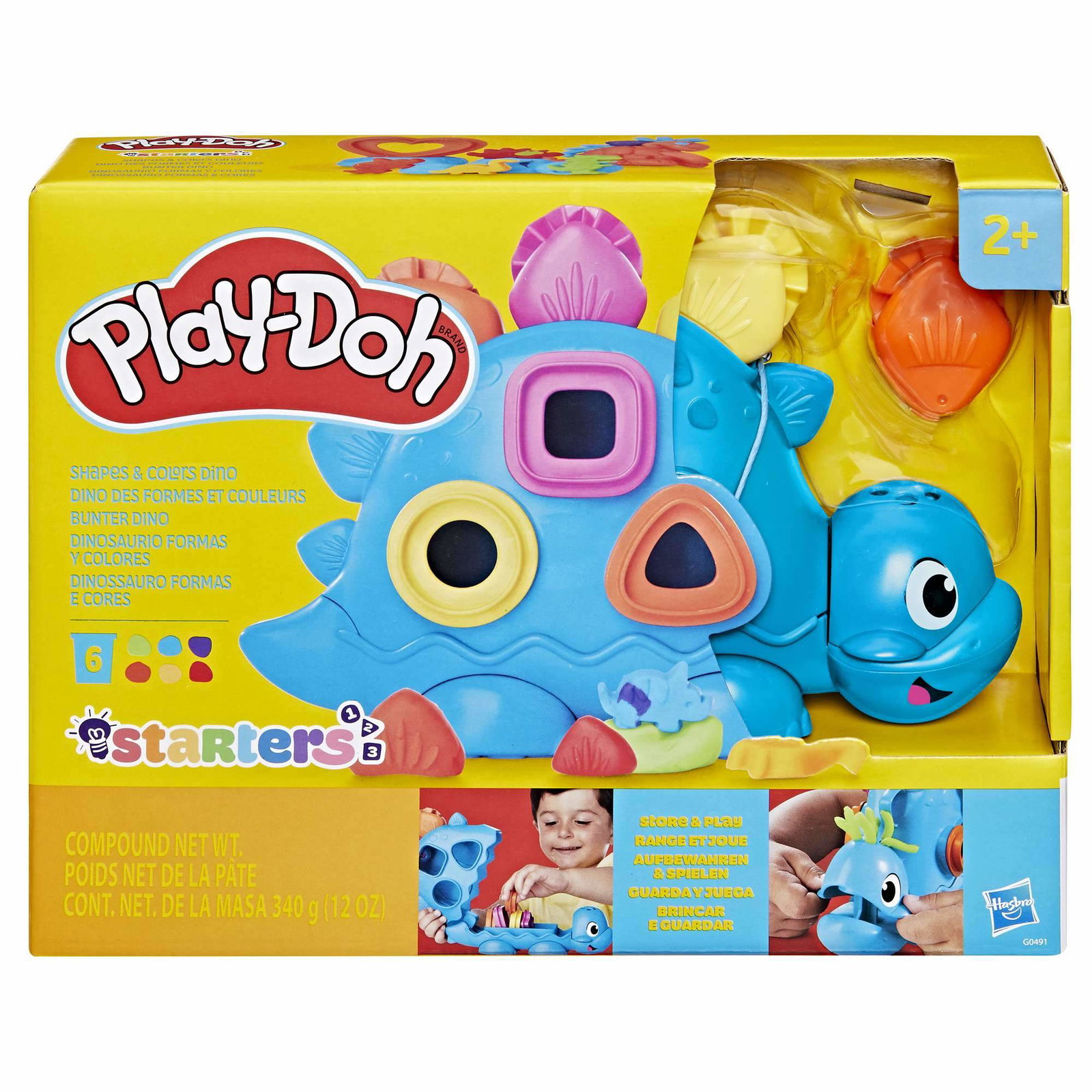 Play-Doh Dinosaur-startsett med former og farger, lekematte, verktøy