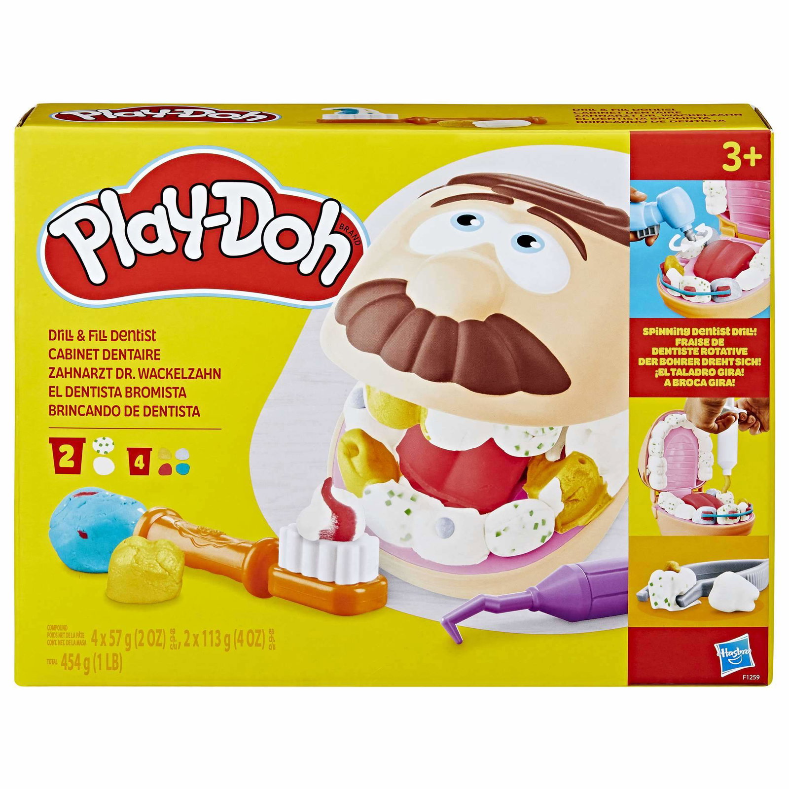 Play-Doh Drill 'N Fill Tannlege Lekesett, 10 Tannlegeverktøy, 6 Bokser
