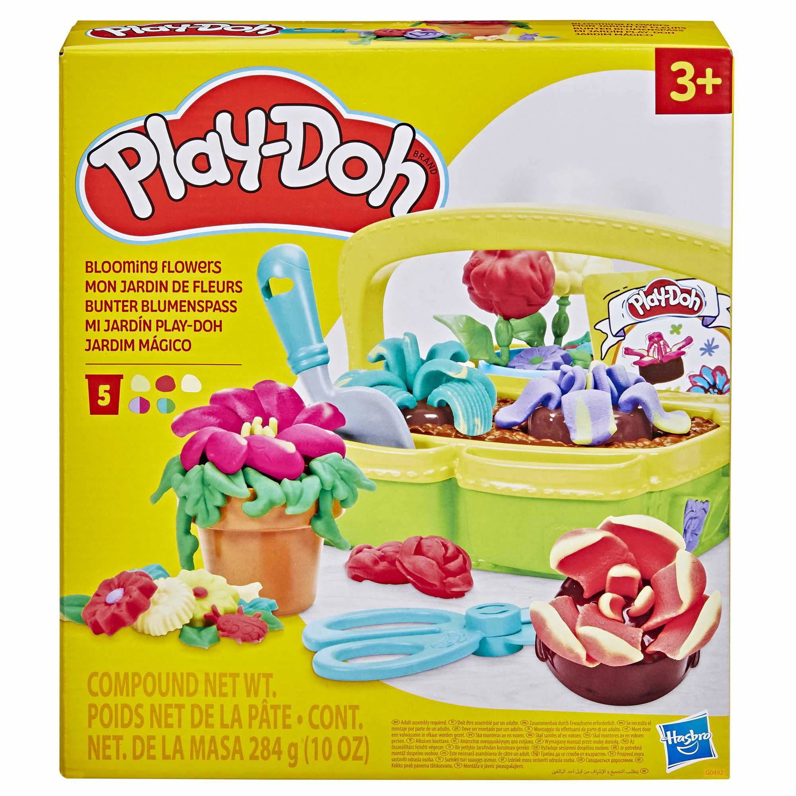 Play-Doh Blomstrende blomster lekesett med blomsterpotte, vase, 5 bokser