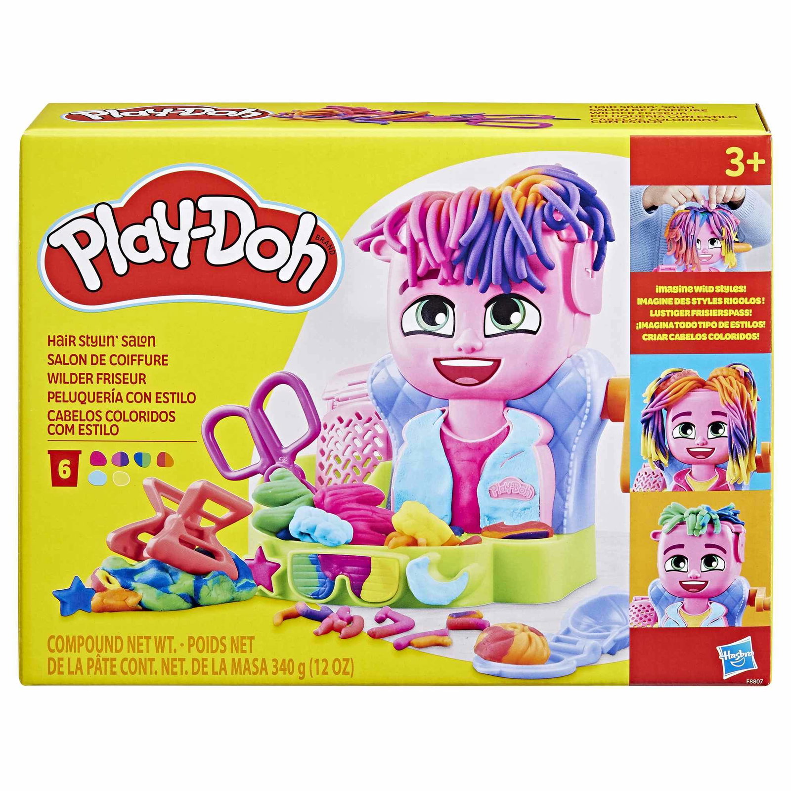 Play-Doh hårstylingssalonglekesett med mohawkform, krympetang, 340 g