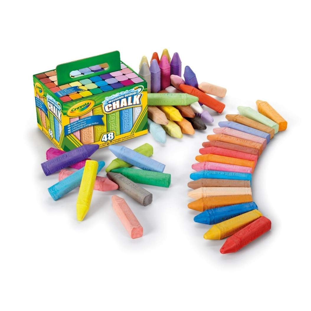 Crayola vaskbart fortaukrittsett med 48 deler, antirulling, utendørs lek