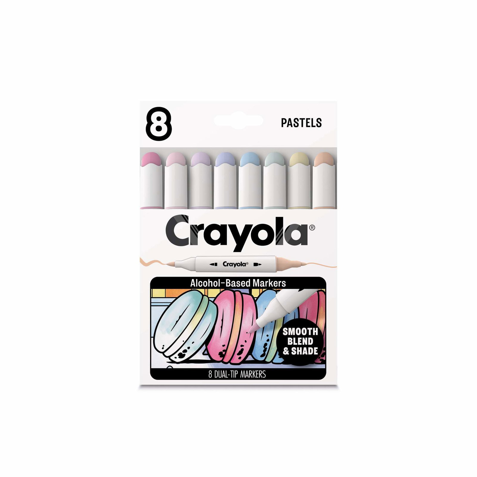 Crayola Pastels alkoholtusjer med dobbel spiss for fargelegging av voksne, 8 stk