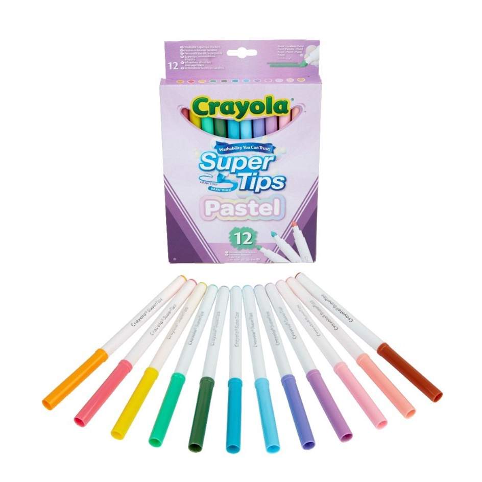 Crayola Supertips pastellvaskbare tusjer med medium spiss, 12 stk
