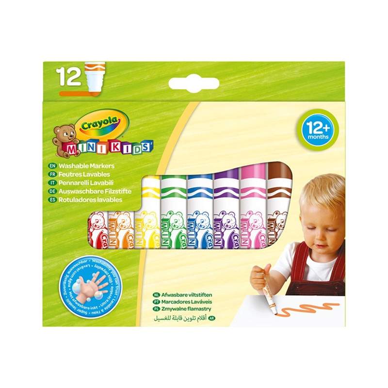 Crayola Mini Kids Maxi vaskbare tusjer, 12 deler, første skriblerier