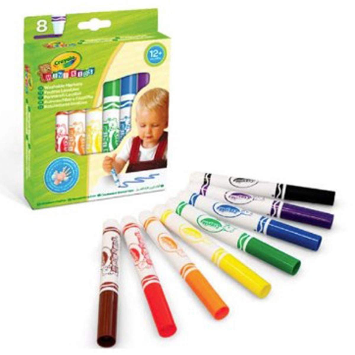 Crayola Mini Kids Super Vaskbare Tusjer for Småbarn, 8 Stk