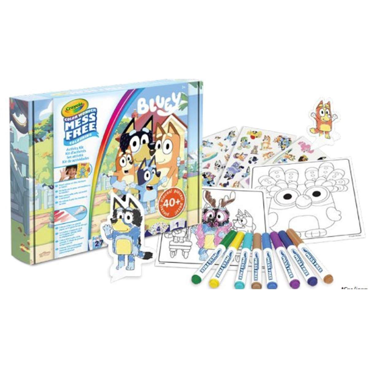 Crayola Color Wonder Bluey aktivitetssett i etui, 40+ deler