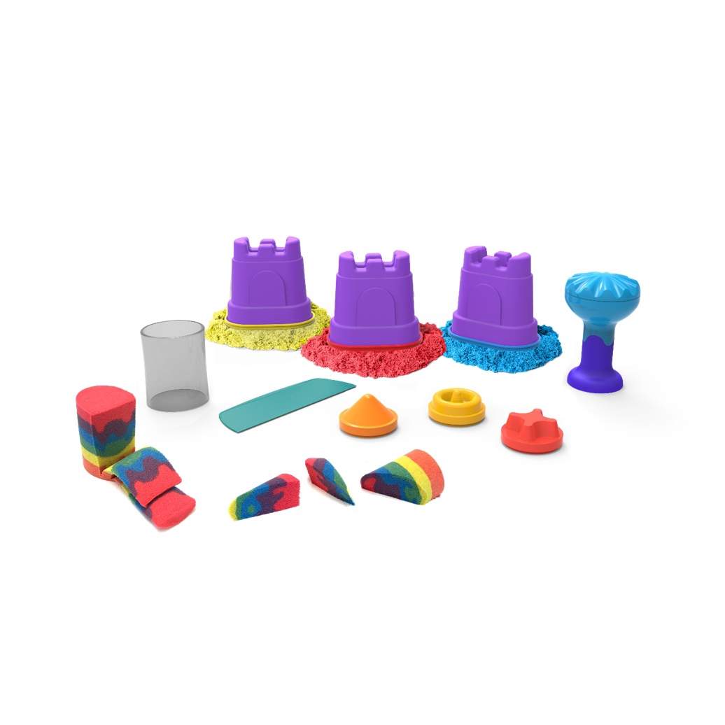 Kinetic Sand Rainbow Mix-sett, 3 farger à 127 g, 6 verktøy