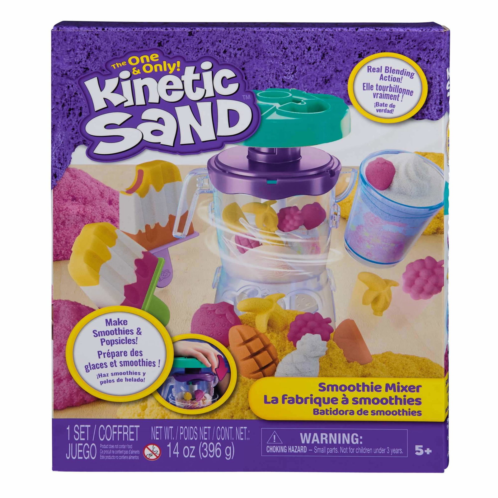 Kinetic Sand Smoothie Mixer-sett med 400 g lekesand og isform