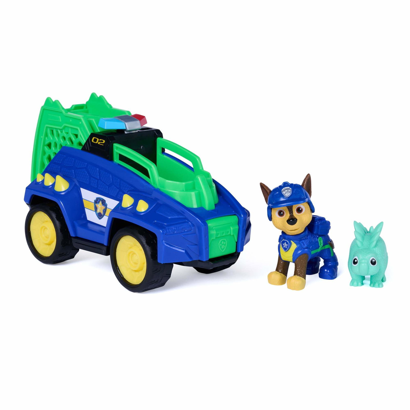 PAW Patrol Dino Movie Chase Cruiser med figur, dinosaur, snappende klo