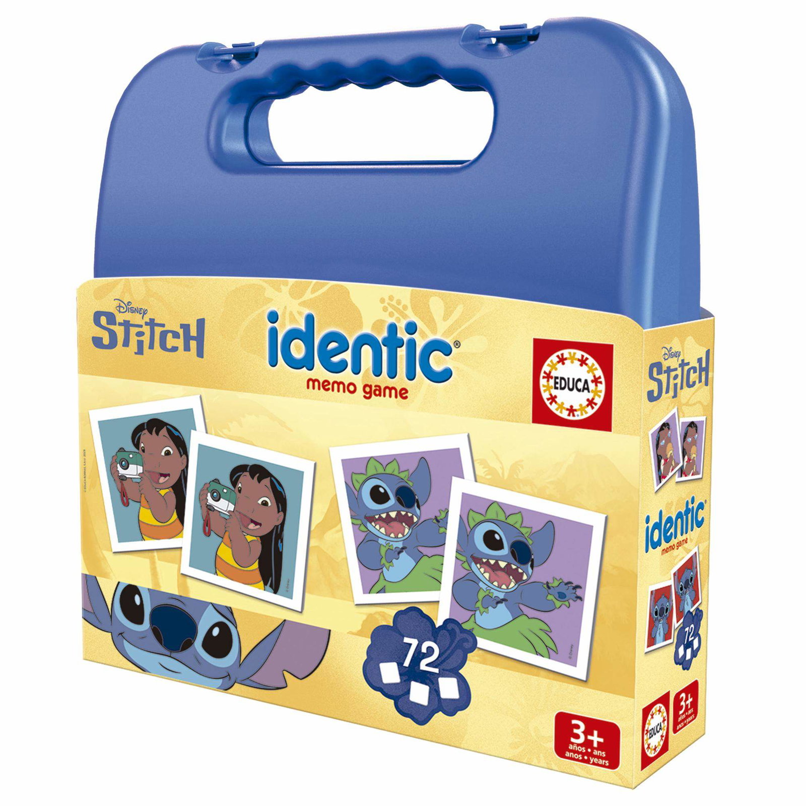Educa Disney Stitch Memory-spill med 72 kort, praktisk koffert, fra 3 år