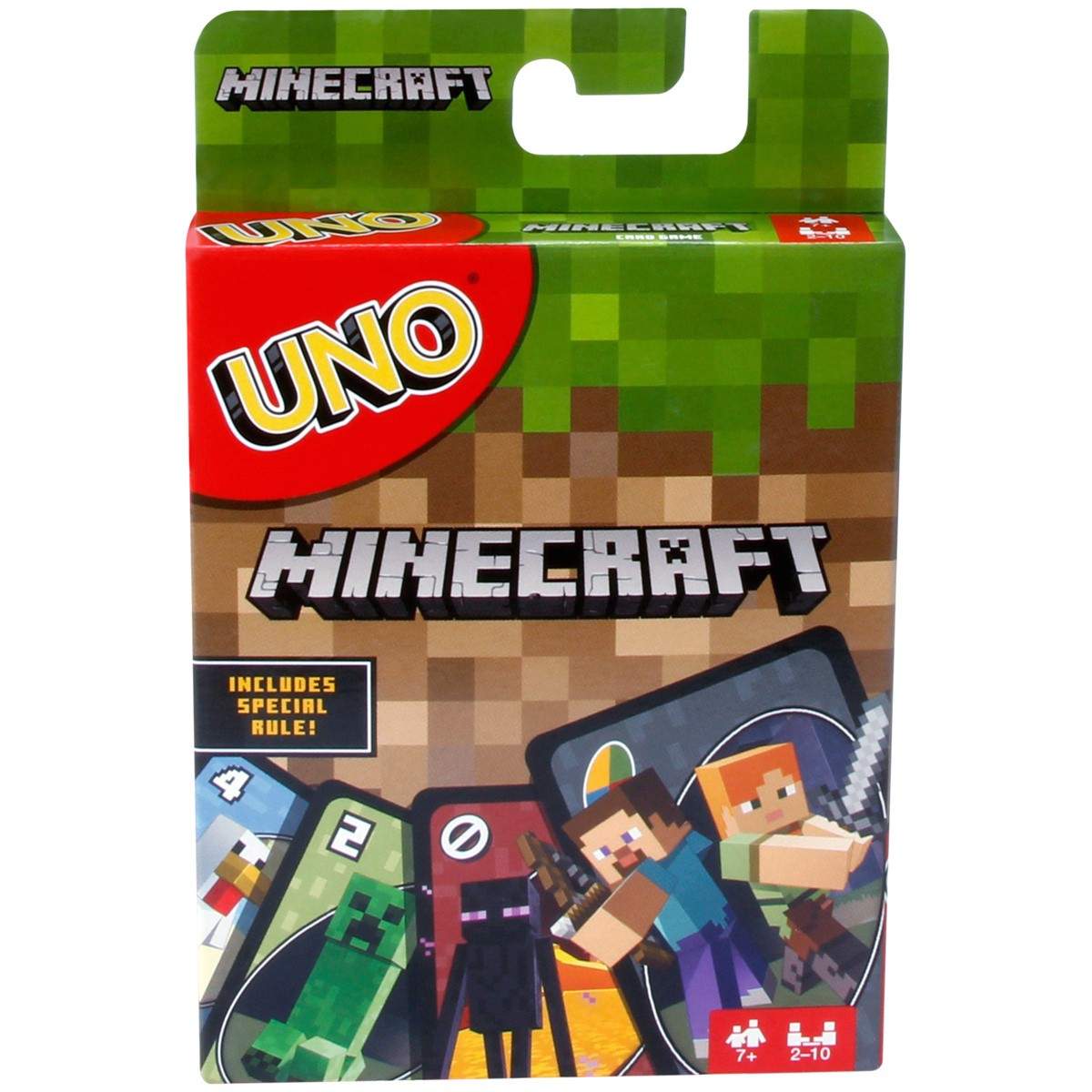 UNO Minecraft-kortspill med Creeper Action-kort, 112 kort