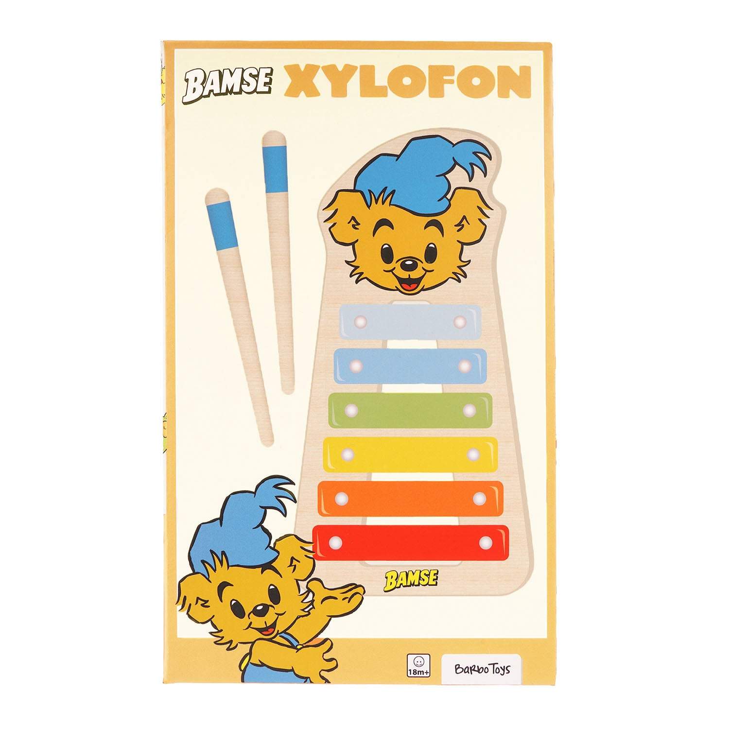 Bamse tre-xylofon med metallstenger, fra 3 år