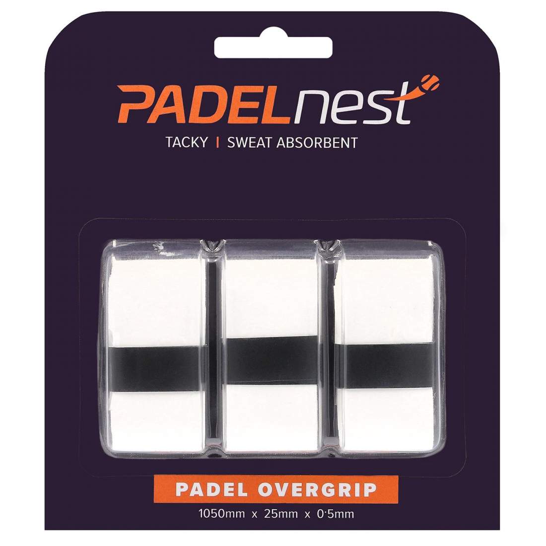 Padelnest, 3x Overgrips – Tacky – White